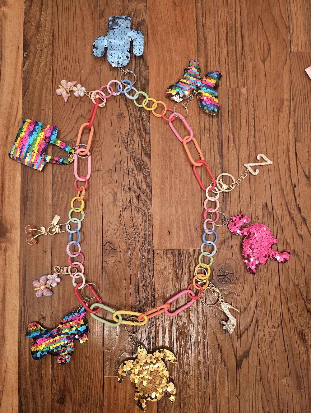 Rainbow Multi-Charms Sequin Belt